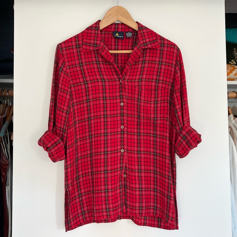 Vintage Lizsport Plaid Button Down - Picture 2 of 8